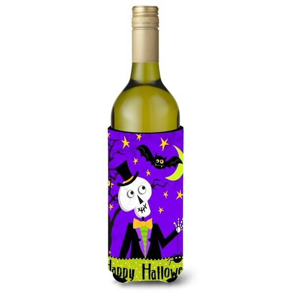 Carolines Treasures Happy Halloween Skeleton Wine Bottle Beverage insulator Hugger - VHA3014LITERK