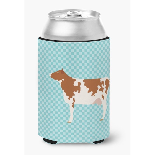 Carolines Treasures Ayrshire Cow Blue Check Can or Bottle Hugger - BB8001CC