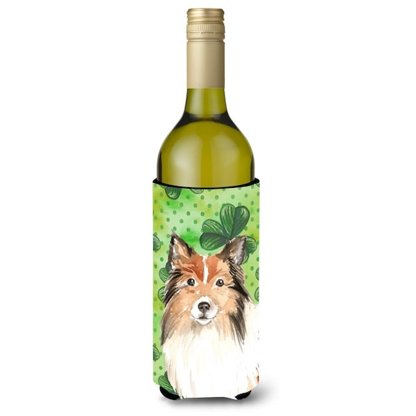 Carolines Treasures Shamrocks Sheltie Wine Bottle Beverge Insulator Hugger - CK1790LITERK