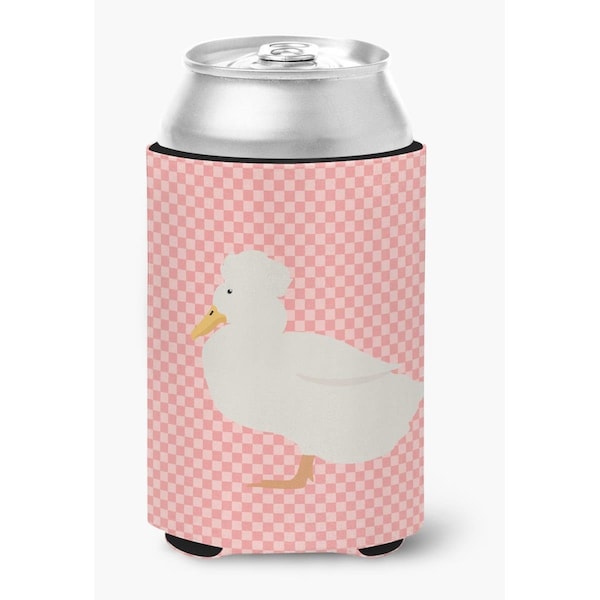 Carolines Treasures Crested Duck Pink Check Can or Bottle Hugger - BB7857CC
