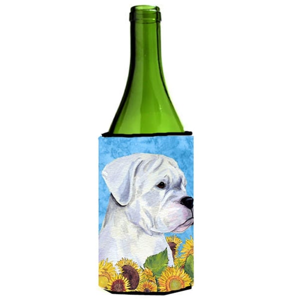 Carolines Treasures Boxer In Summer Flowers Wine bottle sleeve Hugger - 24 oz. - SS4142LITERK