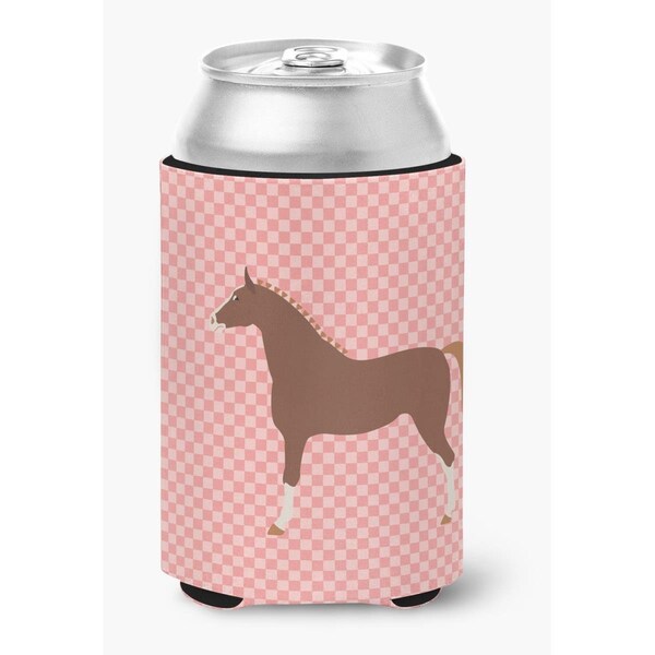Carolines Treasures Hannoverian Horse Pink Check Can or Bottle Hugger - BB7909CC
