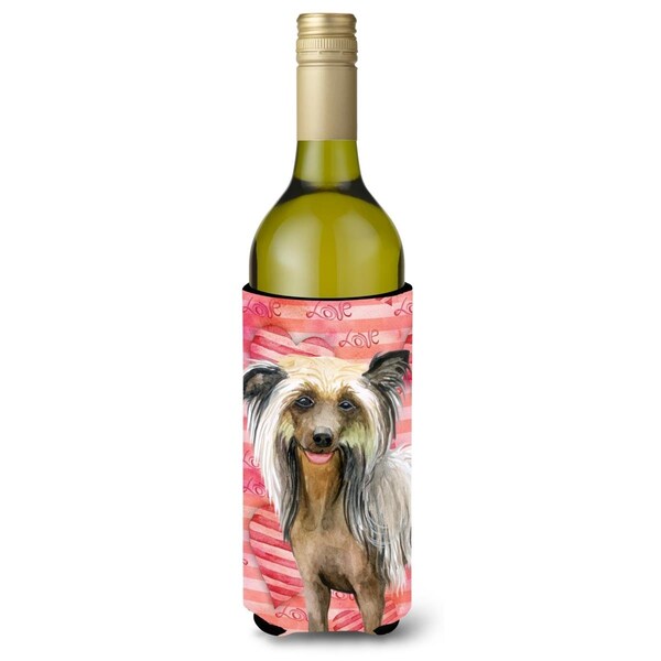 Carolines Treasures Chinese Crested Love Wine Bottle Beverge Insulator Hugger - BB9746LITERK
