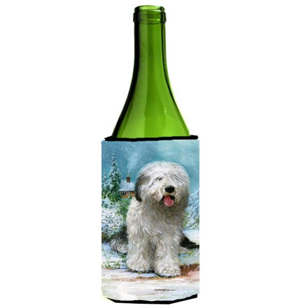 Carolines Treasures Old English Sheepdog by Don Squires Wine Bottle Can cooler Hugger - SDSQ0304LITERK