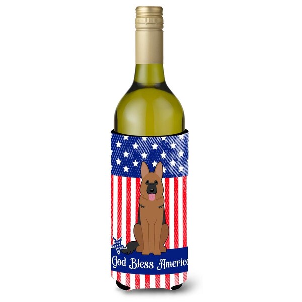 Carolines Treasures Patriotic USA German Shepherd Wine Bottle Beverge Insulator Hugger - BB3062LITERK