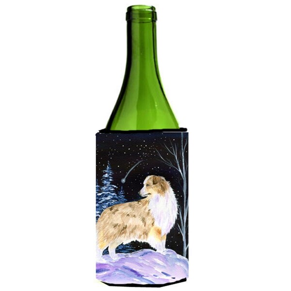 Carolines Treasures Starry Night Australian Shepherd Wine bottle sleeve Hugger - 24 oz. - SS8359LITERK