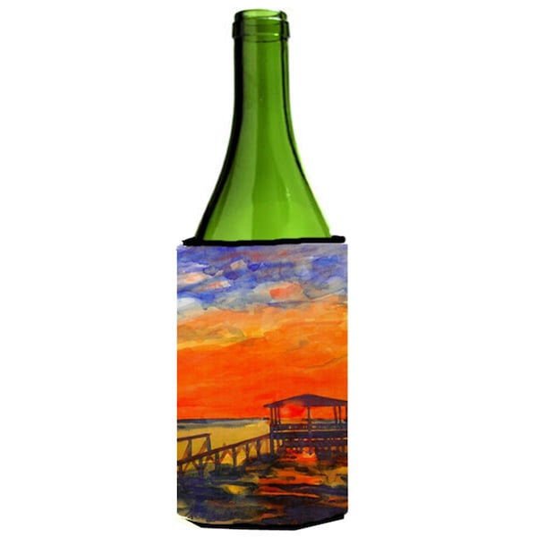 Carolines Treasures Sunset At The Dock Wine Bottle   Hugger - 24 oz. - 6076LITERK