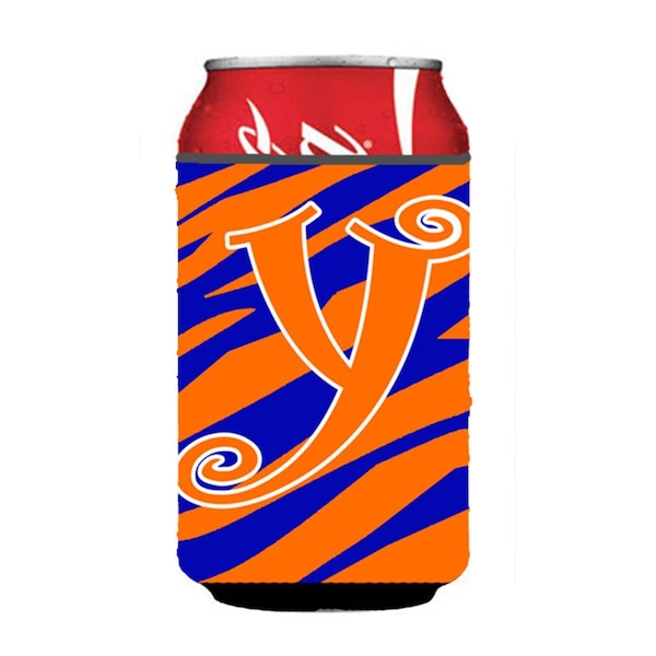 Carolines Treasures Letter Y Initial Monogram - Tiger Stripe Blue And Orange Can Or Bottle  Hugger - CJ1036-YCC