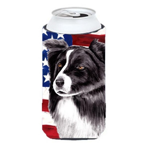Carolines Treasures Carolines Treasures SC9009TBC Usa American Flag With Border Collie Tall Boy bottle sleeve Hugger - 22 To 24 oz. - SC9009TBC