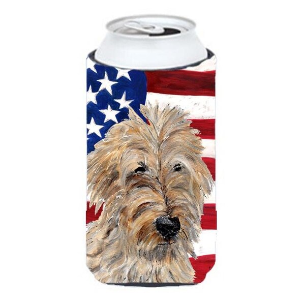 Carolines Treasures Carolines Treasures SC9643TBC Golden Doodle 2 With American Flag Usa Tall Boy bottle sleeve Hugger  22 To 24 Oz. - SC9643TBC