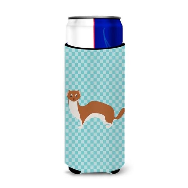Carolines Treasures Carolines Treasures BB8044MUK Weasel Blue Check Michelob Ultra Hugger for Slim Cans - BB8044MUK