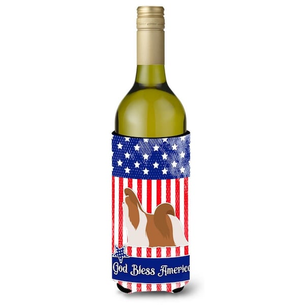 Carolines Treasures USA Patriotic Shih Tzu Wine Bottle Beverge Insulator Hugger - BB3346LITERK