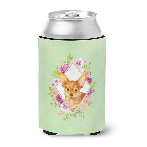 Carolines Treasures Toy Terrier Green Flowers Can or Bottle Hugger - CK4350CC