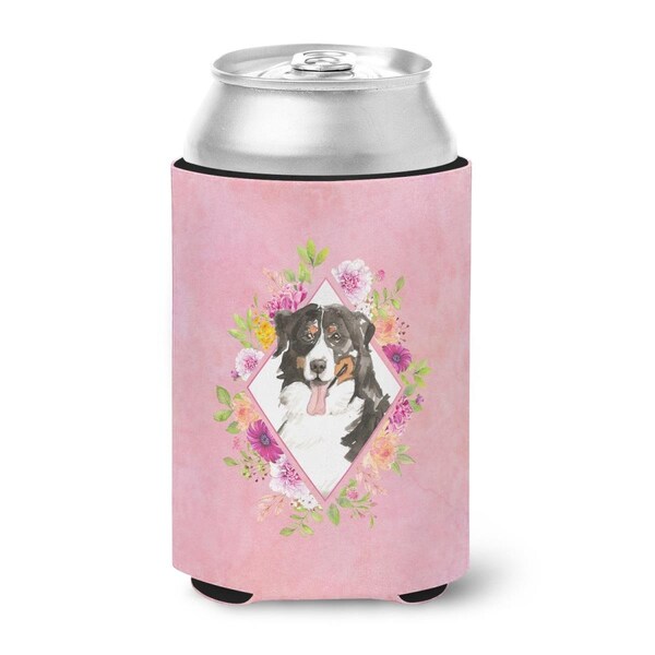 Carolines Treasures Bernese Mountain Dog Pink Flowers Can or Bottle Hugger - CK4264CC