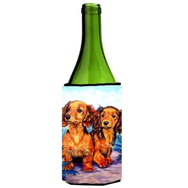 Carolines Treasures Long Hair Red Dachshund Two Peas Wine bottle sleeve Hugger - 24 oz. - 7022LITERK