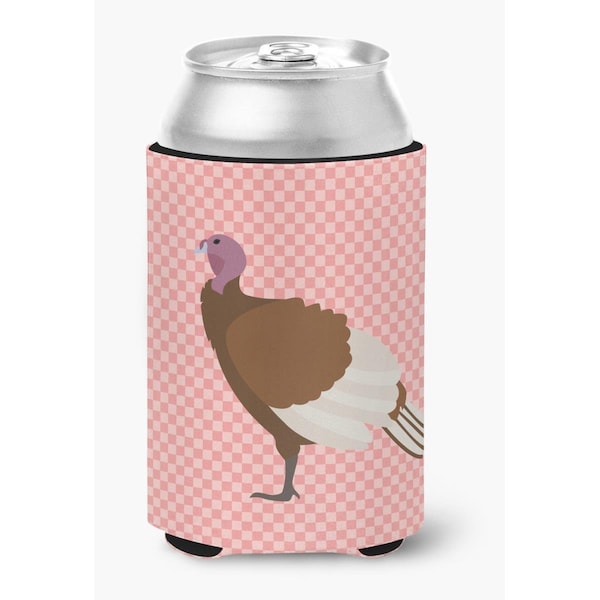 Carolines Treasures Bourbon Red Turkey Hen Pink Check Can or Bottle Hugger - BB7982CC