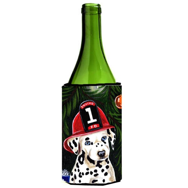 Carolines Treasures Fire Fighter Christmas Dalmatian Wine Bottle Can cooler Hugger - AMB1317LITERK