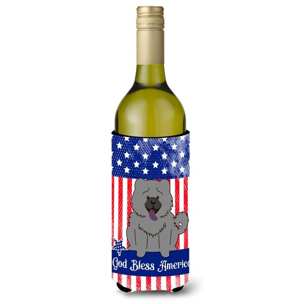 Carolines Treasures Patriotic USA Chow Chow Blue Wine Bottle Beverge Insulator Hugger - BB3134LITERK