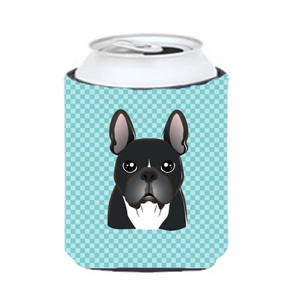 Carolines Treasures Checkerboard Blue French Bulldog Can Or Bottle Hugger- 12 Oz. - BB1165CC