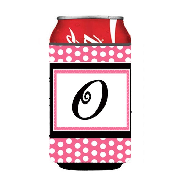 Carolines Treasures Letter O Initial Monogram - Pink Black Polka Dots Can or Bottle  Hugger - CJ1001-OCC