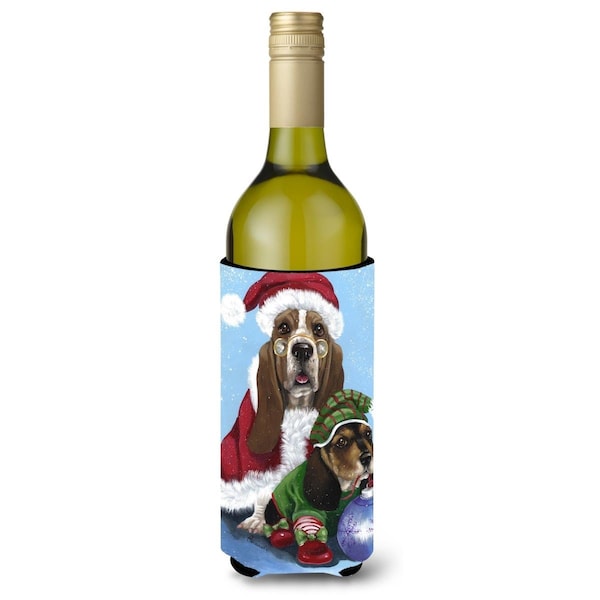 Carolines Treasures 24 oz Basset Hound Santa Christmas Wine Bottle Hugger - PPP3012LITERK