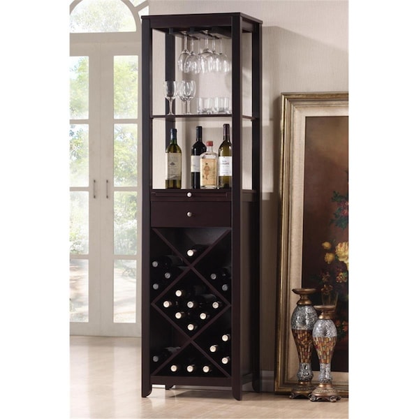 Wholesale Interiors RT190-OCC Austin Brown Wood Modern Wine Tower - 847321004337