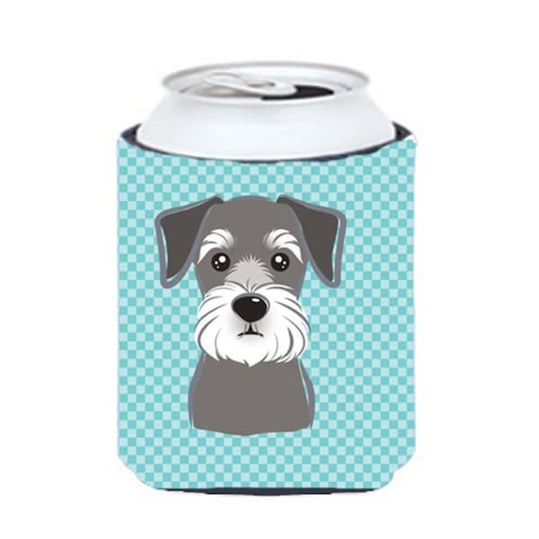 Carolines Treasures Blue Checkered Schnauzer Can or Bottle Hugger - BB1136CC