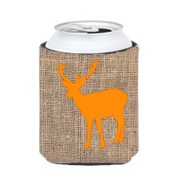 Carolines Treasures Deer Burlap and Orange Can or Bottle  Hugger - BB1012-BL-OR-CC
