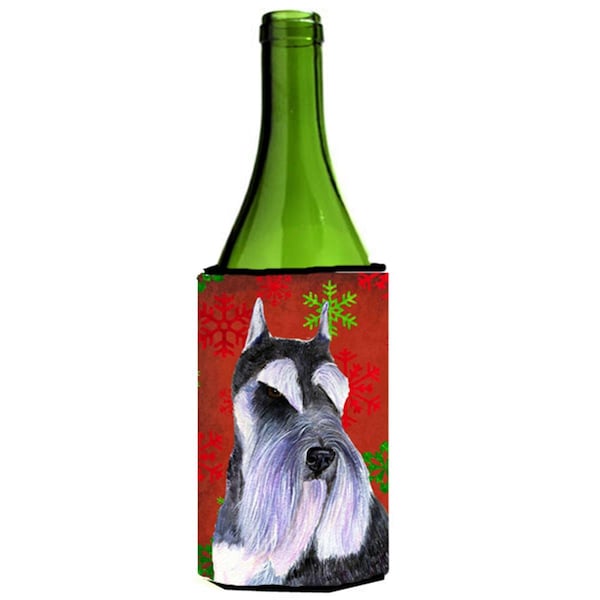 Carolines Treasures Schnauzer Snowflakes Holiday Christmas Wine bottle sleeve Hugger - 24 oz. - SS4684LITERK