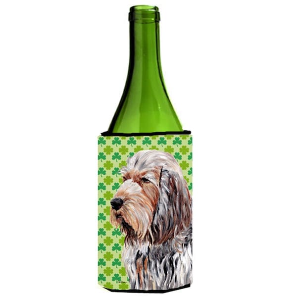 Carolines Treasures Otterhound Lucky Shamrock St. Patricks Day Wine bottle sleeve Hugger  24 Oz. - SC9732LITERK