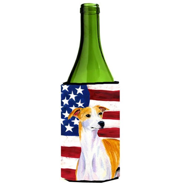 Carolines Treasures Usa American Flag With Whippet Wine bottle sleeve Hugger - 24 Oz. - SS4246LITERK