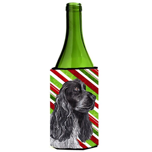 Carolines Treasures Cocker Spaniel Candy Cane Christmas Wine bottle sleeve Hugger - 24 oz. - SC9610LITERK