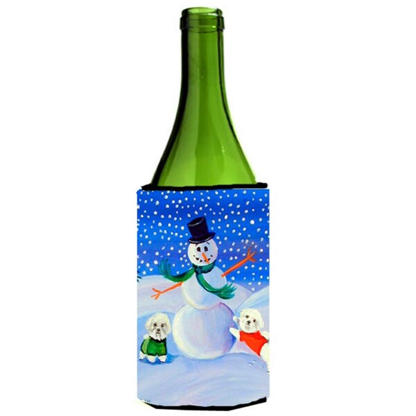 Carolines Treasures Snowman Bichon Frise Wine bottle sleeve Hugger - 24 oz. - 7145LITERK