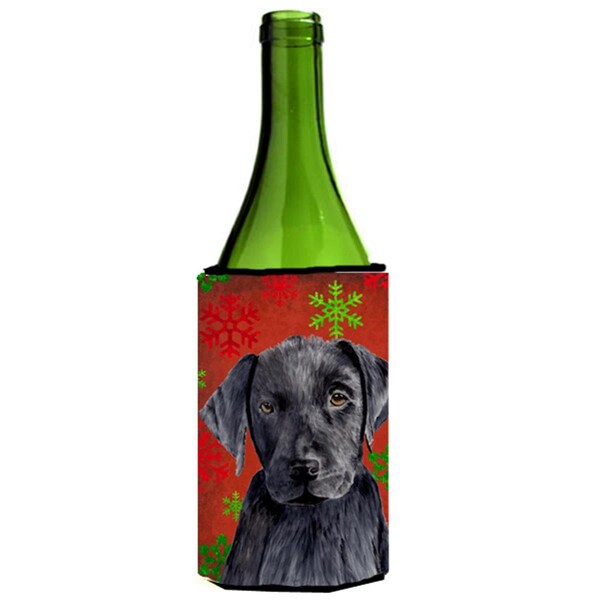 Carolines Treasures Labrador Snowflakes Holiday Christmas Wine bottle sleeve Hugger - SC9404LITERK