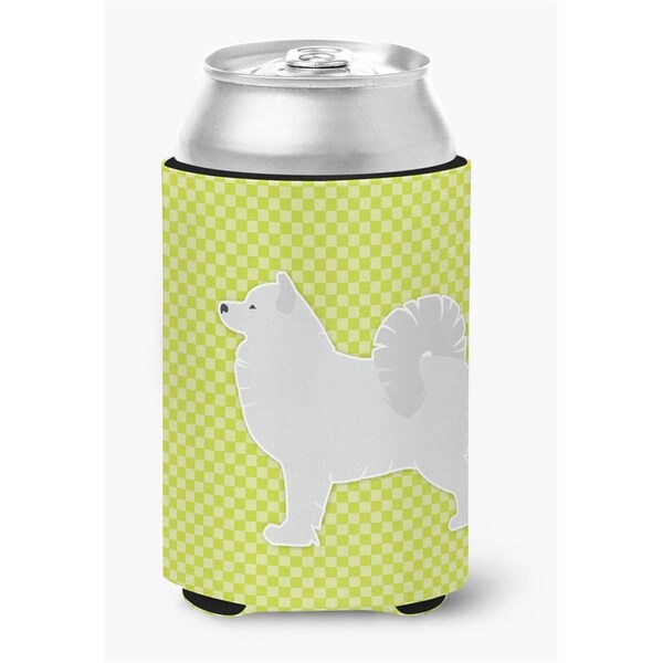 Carolines Treasures Samoyed Checkerboard Green Can or Bottle Hugger - BB3859CC