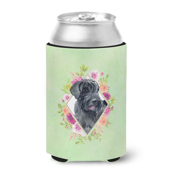 Carolines Treasures Giant Schnauzer Green Flowers Can or Bottle Hugger - CK4338CC
