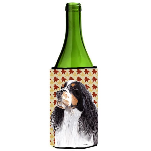 Carolines Treasures Springer Spaniel Fall Leaves Portrait Wine Bottle  Hugger - 24 oz. - SC9202LITERK