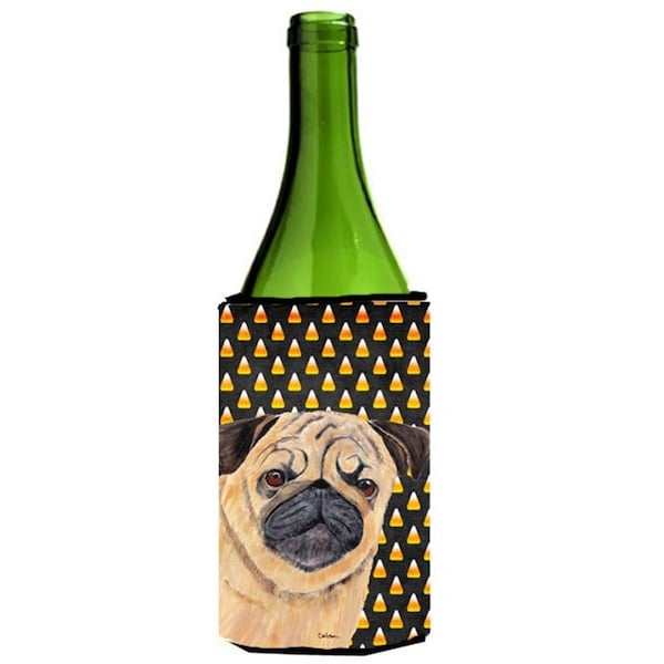 Carolines Treasures Pug Candy Corn Halloween Portrait Wine Bottle Hugger - 24 oz. - SC9181LITERK