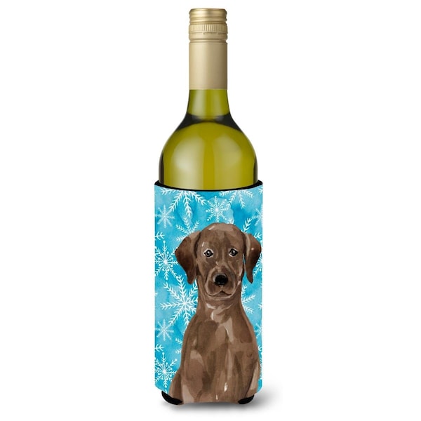 Carolines Treasures Chocolate Labrador Winter Wine Bottle Beverge Insulator Hugger - BB9435LITERK