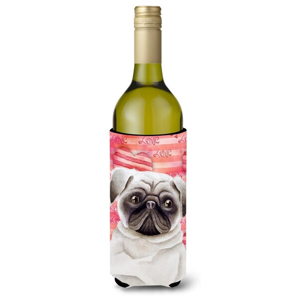 Carolines Treasures Pug Love Wine Bottle Beverge Insulator Hugger - CK1392LITERK