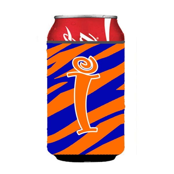 Carolines Treasures Letter I Initial Monogram - Tiger Stripe Blue And Orange Can Or Bottle  Hugger - CJ1036-ICC