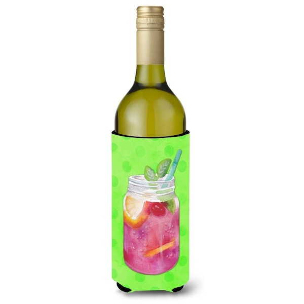 Carolines Treasures Mason Jar Cocktail Green Polkadot Wine Bottle Beverge Insulator Hugger - BB8250LITERK