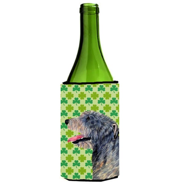 Carolines Treasures Irish Wolfhound St. Patricks Day Shamrock Portrait Wine bottle sleeve Hugger - 24 oz. - SS4437LITERK