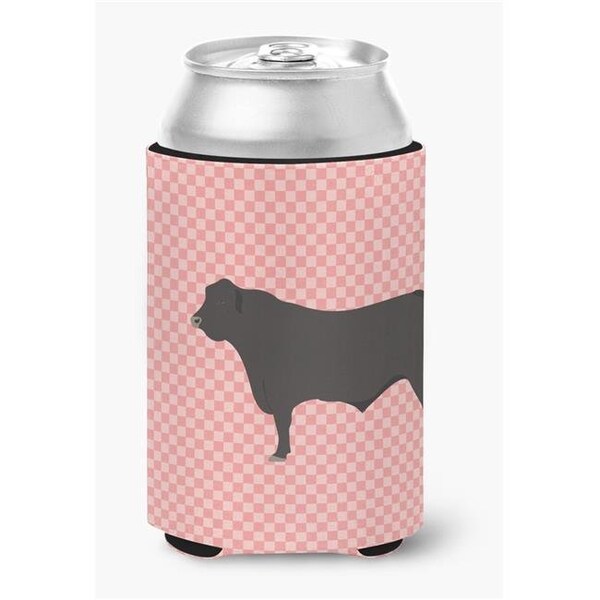 Carolines Treasures Carolines Treasures BB7828CC Black Angus Cow Pink Check Can or Bottle Hugger - BB7828CC