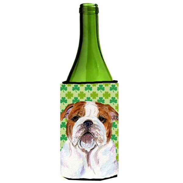Carolines Treasures Bulldog English St. Patricks Day Shamrock Wine bottle sleeve Hugger - 24 oz. - SS4415LITERK