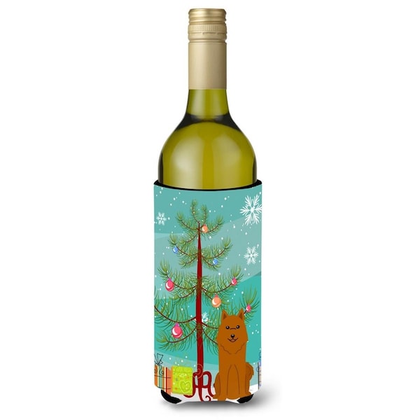 Carolines Treasures Merry Christmas Tree Karelian Bear Dog Wine Bottle Beverge Insulator Hugger - BB4147LITERK