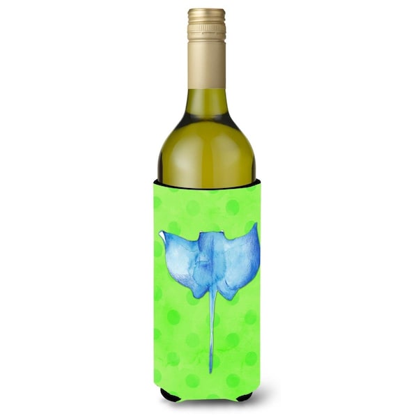 Carolines Treasures Sting Ray Green Polkadot Wine Bottle Beverge Insulator Hugger - BB8235LITERK