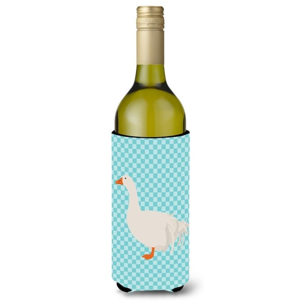 Carolines Treasures Sebastopol Goose Blue Check Wine Bottle Beverge Insulator Hugger - BB8076LITERK