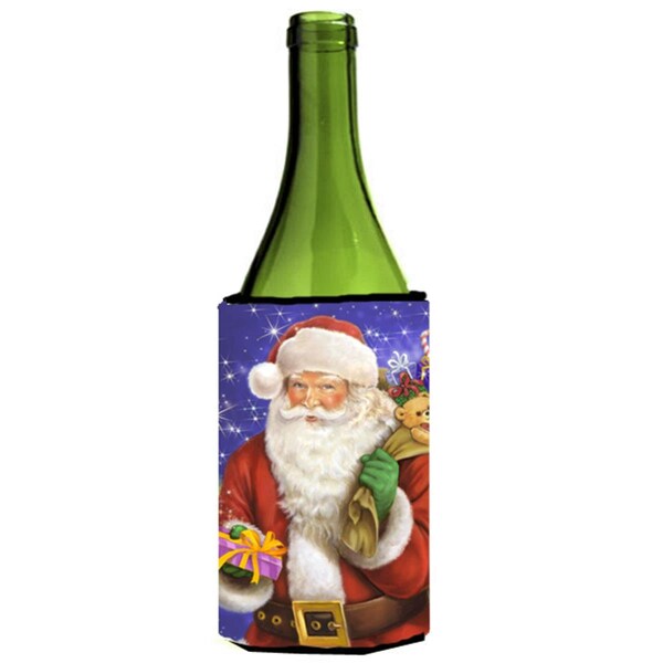 Carolines Treasures Christmas Santa Claus Ready to Work Wine Bottle Can cooler Hugger - APH7595LITERK