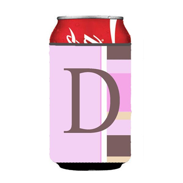 Carolines Treasures Letter D Initial Monogram - Pink Stripes Can or Bottle  Hugger - CJ1005-DCC